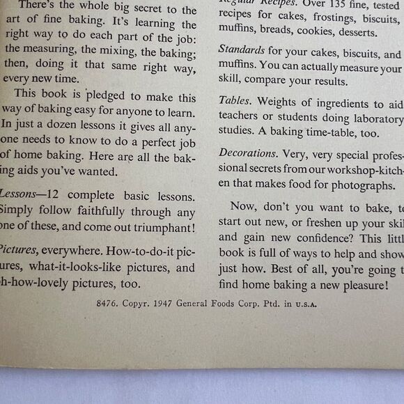 Vintage 1947 Cookbook Learn to Bake from General Foods Paperback - Picture 3 of 15
